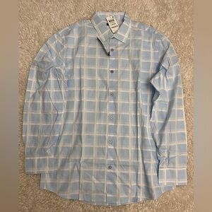 Alfani Light Blue Plaid Dress Shirt